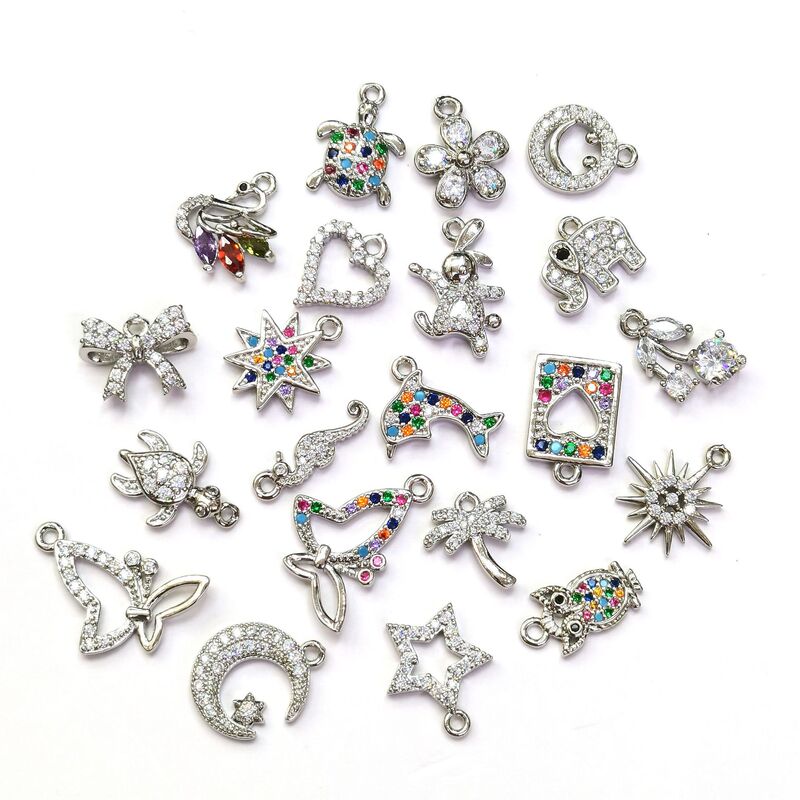 14k包みの金の小さいジルコンの部品の星の月の花の蝶の愛のペンダントdiyのネックレスの耳飾りのペンダントの材料|undefined