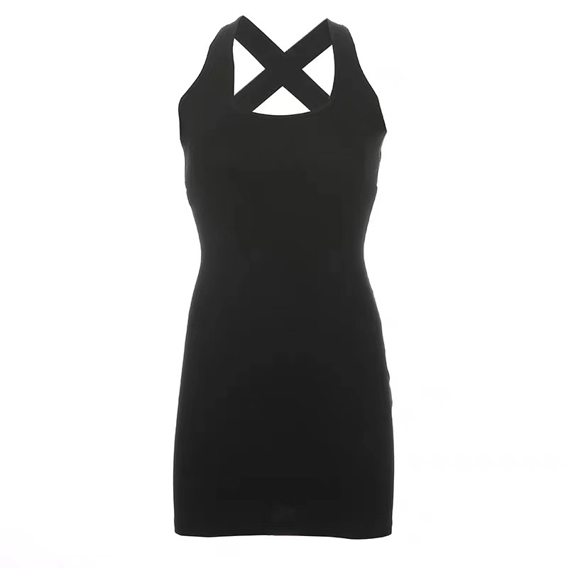 2022 New Summer Cross Backless Neck Style Vest Skirt Women's Hip Skirt Hot Girl Sexy Skirt Base Skirt