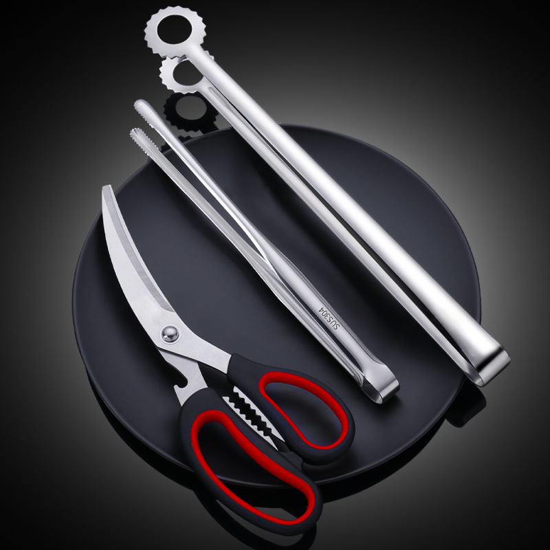 304 stainless steel barbecue clip Korean barbecue clip steak clip barbecue scissors food clip barbecue gadgets