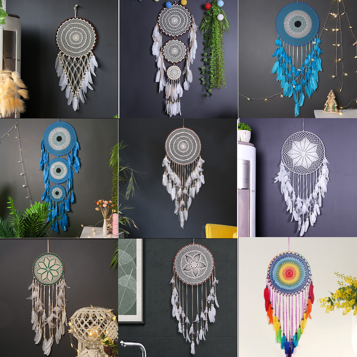 Nordic Wind Dream Catcher Hand-woven Creative Crochet Dream Catcher Indoor Home Air Decoration Wind Chimes Pendant