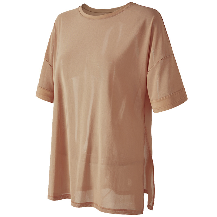 Cross-border Sexy Sports Blouse Mesh Breathable Yoga Clothing Top Running Short-sleeved Loose Quick-drying T-shirt for Women
