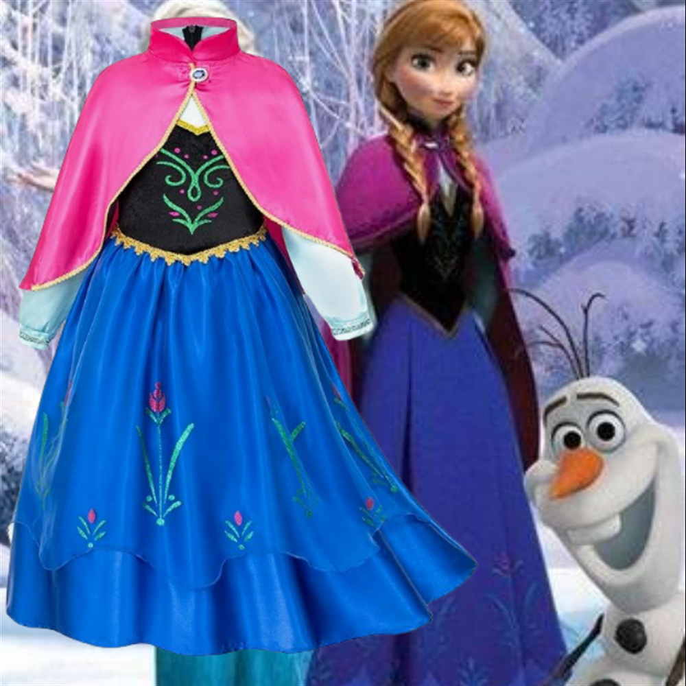 Frozen Foreign Trade children's clothing dress + shawl Anna princess dress cos clothing girls' birthday dress