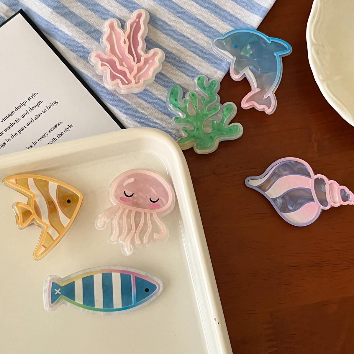 ocean series hairpin! Cute Little Fish Hairpin Starfish Dolphin Broken Hair Bangs Clip Girls' Side Clip Hair Accessories