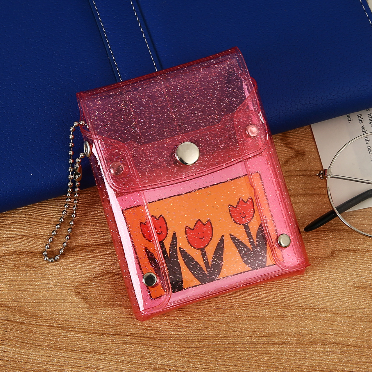 Glitter Transparent PVC Chain Coin Purse Fashionable and Convenient Lipstick Storage Bag Card Storage God Coin Classification
