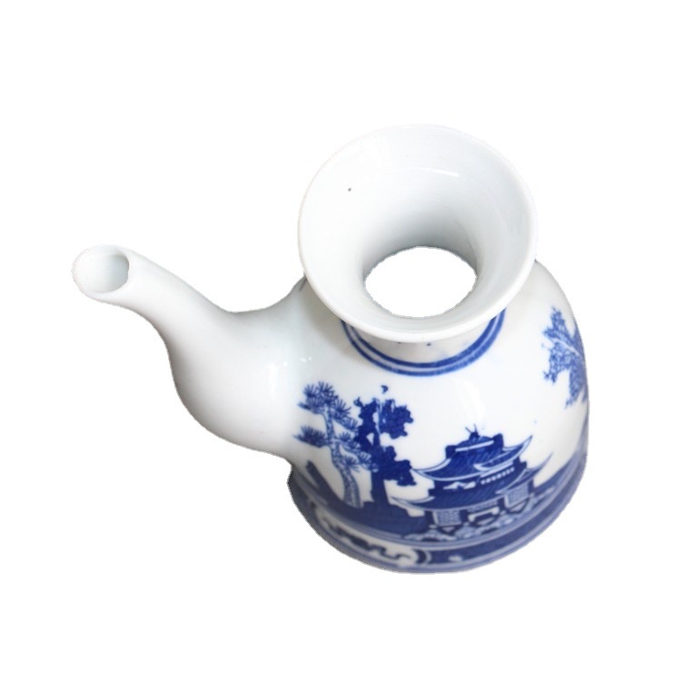 Ceramic Soy Sauce Bottle with Lid and Pointed Mouth Vinegar Bottle Household Restaurant Hotel Seasoning Bottle Small Quantity Oil Pot Kitchen Supplies