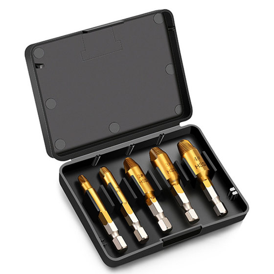 Screw remover 5PCs single-head titanium-plated high-speed steel sliding tooth broken wire removal tool hexagonal handle screw remover
