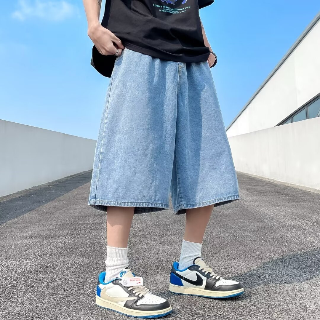 Denim Shorts Men's Casual Summer Thin Cropped Pants All-match Fashionable Loose Internet Popular Brand Student