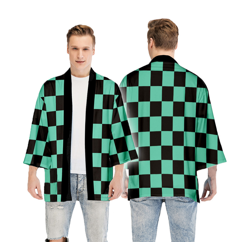 Ghost Blade anime peripheral feather woven kimono coat charcoal Zhilang you beans same style 3/4 sleeve cloak pajamas