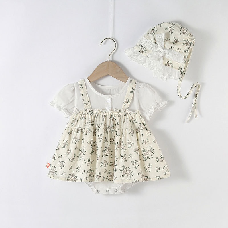 Baby Clothes Summer Dress Princess Super Cute Thin Summer jumpsuit Printed Short-sleeved Internet Celebrant Ha-ha Clothes Bag Fart Clothes