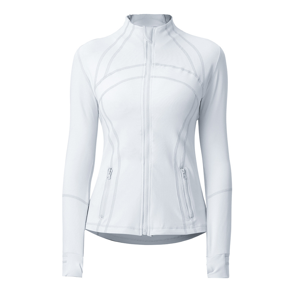 Lu yoga jacket women's def * ne top sports running tight stand collar long sleeve cardigan jacket fitness clothing