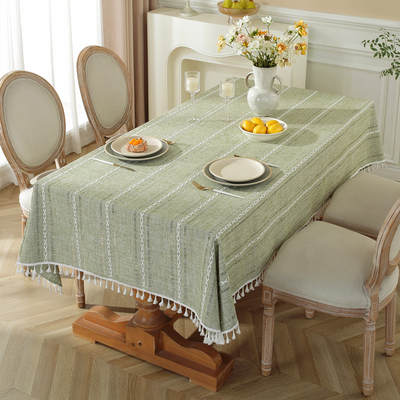 Simple Nordic tablecloth cotton linen plaid coffee table cloth dining table fabric small fresh long square lace tablecloth wholesale