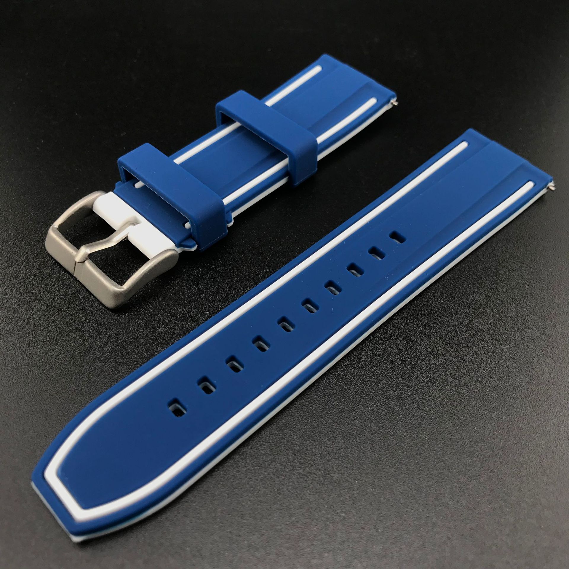 dark blue with white background