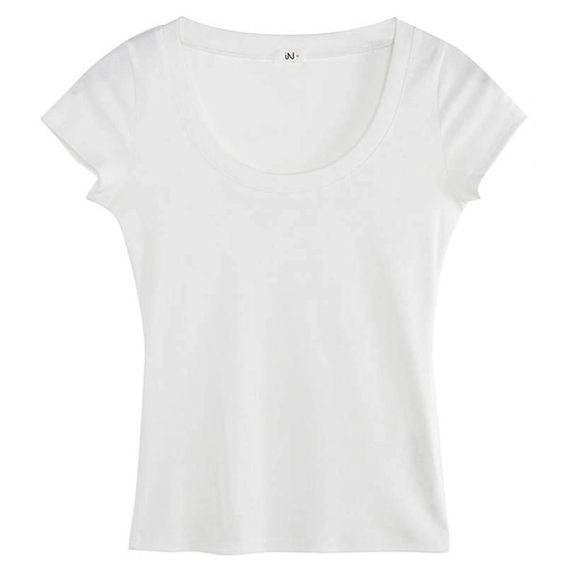 High-quality Cotton T-shirt Women's Short-sleeved Slim-fit Crewneck Sexy Tight 2025 New Summer Top Solid Color Base Shirt
