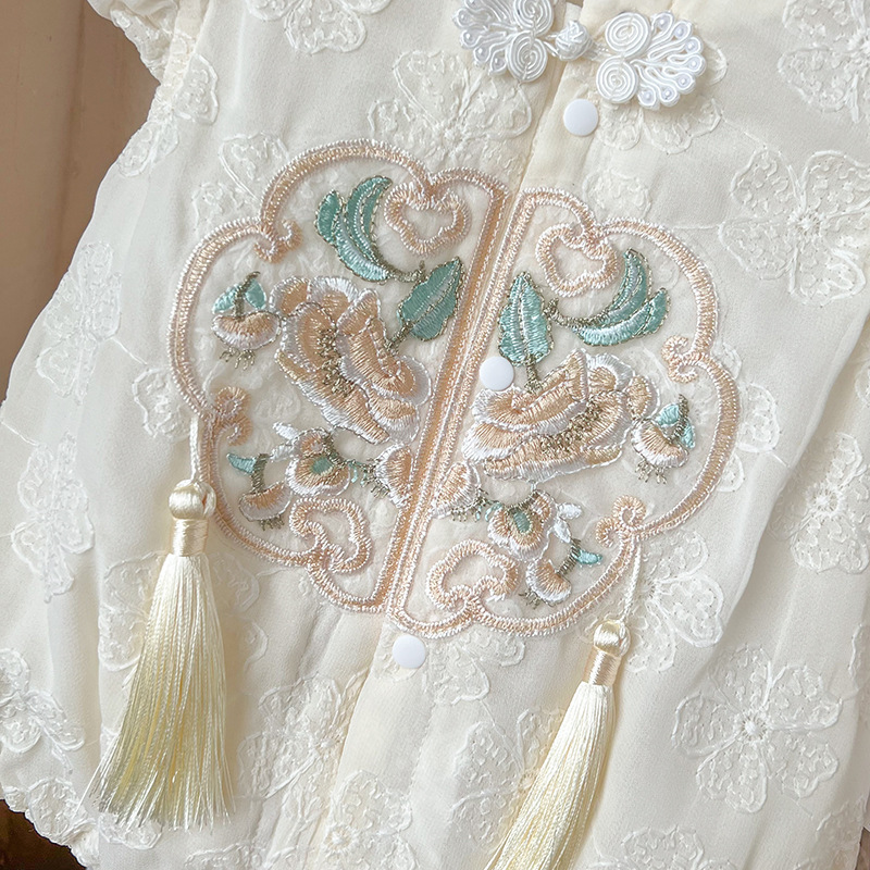 Chinese Style Bag Fart Clothes Summer Body Clothes Thin Baby Clothes for Newborns Thin Flying Sleeve Women's Treasure Princess Hare Clothes