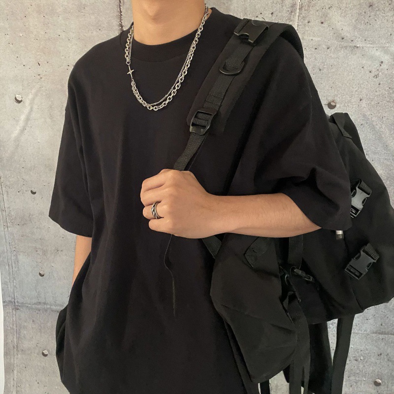 Simple Cross Double-layer Chain Stitching Necklace Men's ins Cold Style Hip-hop Distinctive Clavicle Chain Jewelry