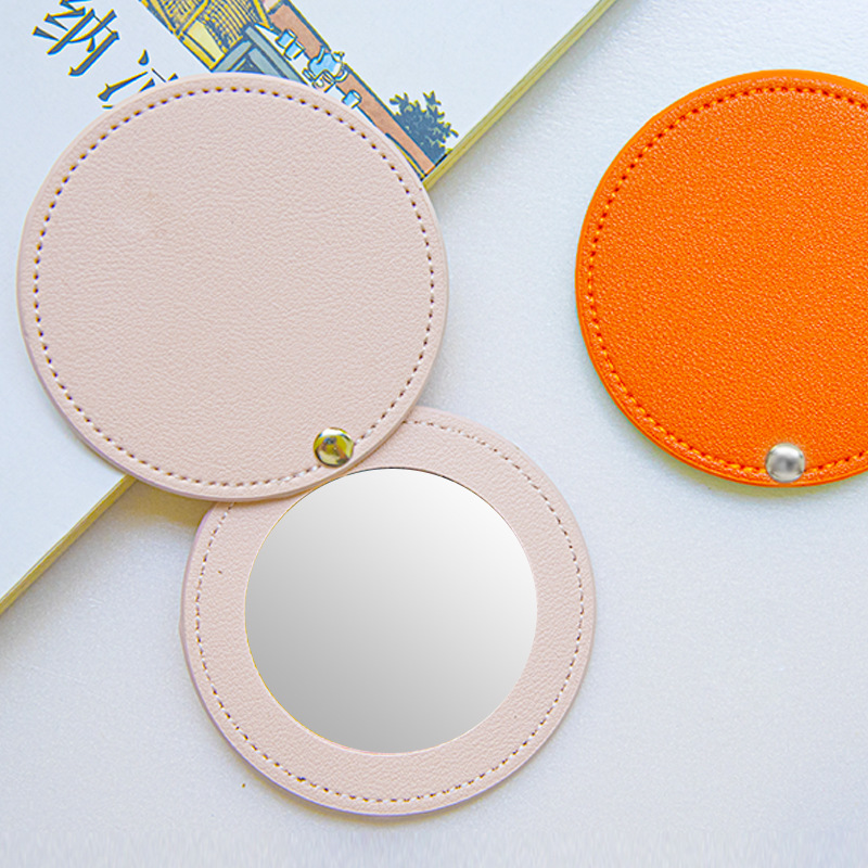 Fashion PU makeup mirror multi-color simple portable creative gift makeup mirror mini hand-held small mirror