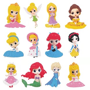 Factory direct children handmade DIY creative Diamond stickers animal cartoon princess mobile phone stickers