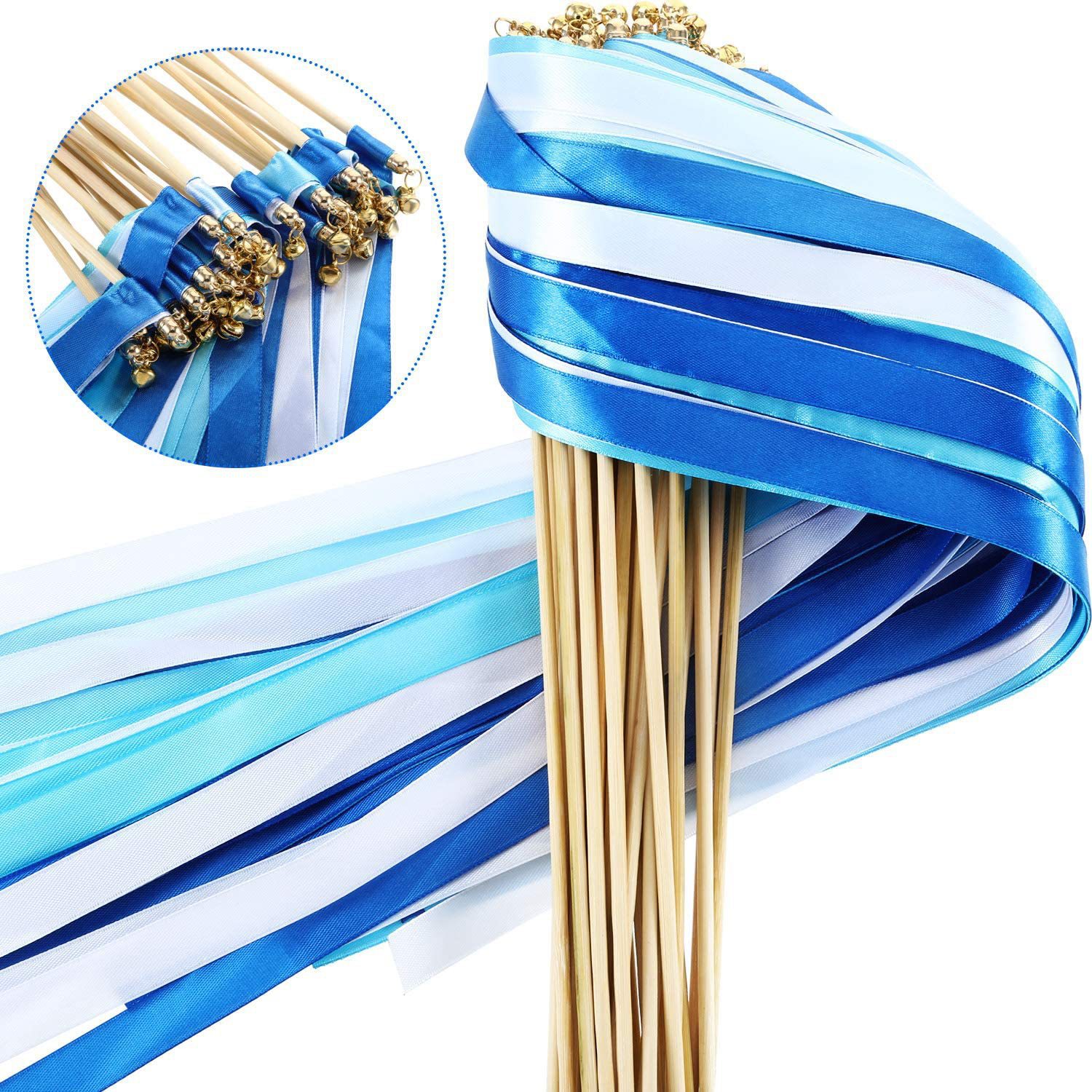 Border Ribbon Wands Color Ribbon Fairy Stick with Bell Party Ribbon Birthday European Wedding Party