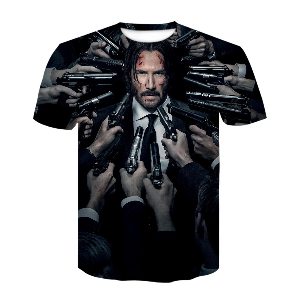 2021 summer New John Wick hunt around 3D printed short sleeve T-shirt sweatshirt children's clothing