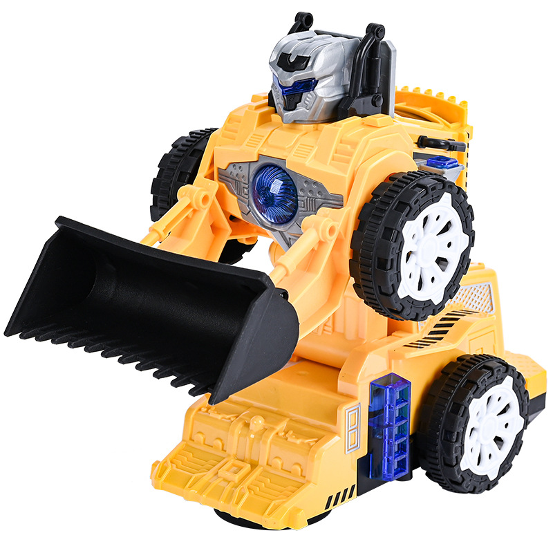 Bulldozer deformation robot toy deformation car sound and light modeling evolution model Universal walking stall wholesale