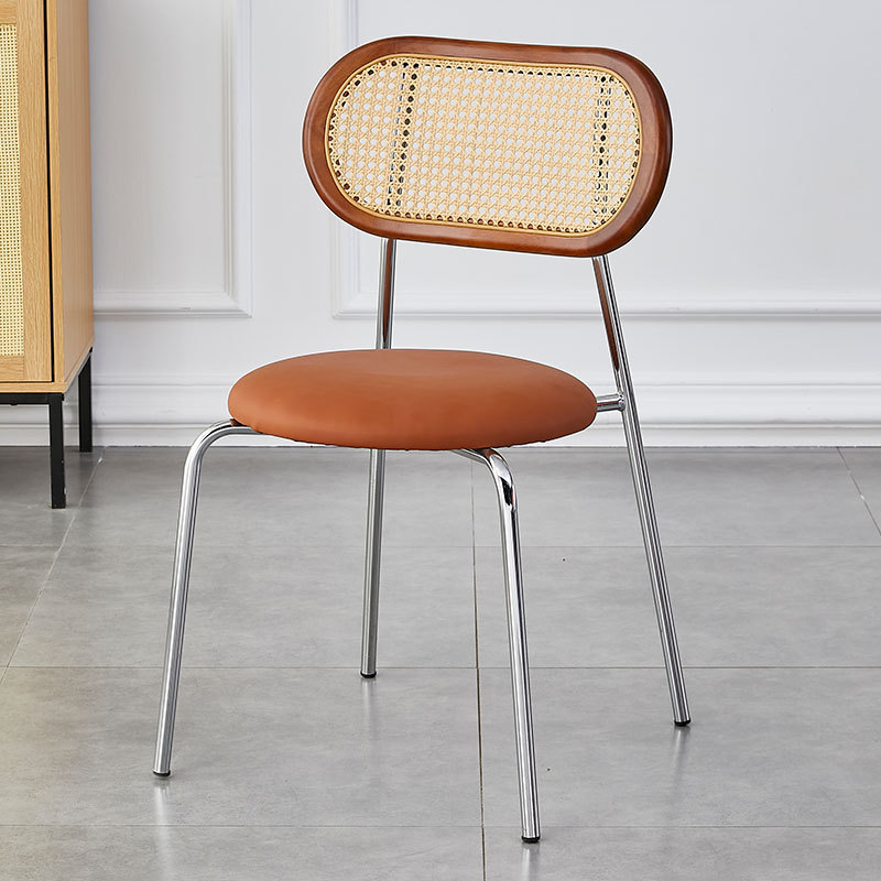 Modern simple solid wood backrest dining chair home restaurant office rattan chair Internet celebrity bed & breakfast milk tea shop backrest chair
