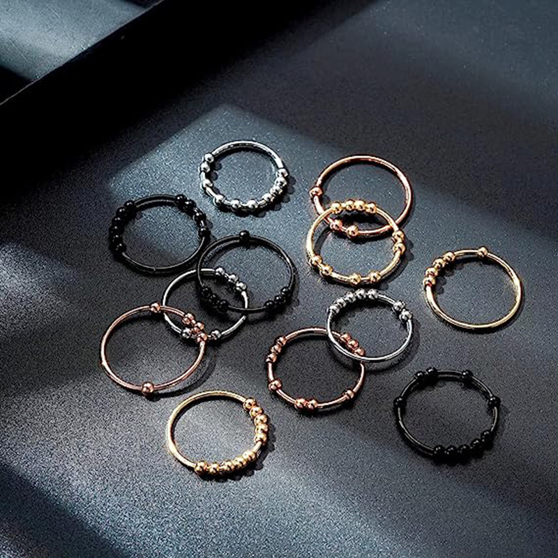 Xinghe Amazon Explosions Cross-border Titanium Steel Decompression Ring Personalized Simple Creative Rotating Bead Jewelry