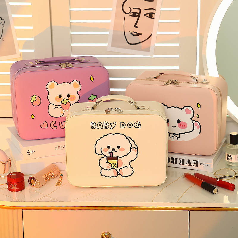 New Cartoon Small Leather Case Portable Cosmetic Case Advanced Skin Care Storage Box Going Out Cosmetic Bag Gift Box Wholesale