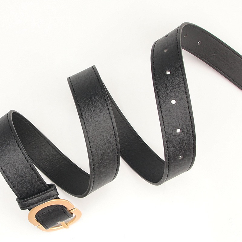 New Korean style ins style women's belt simple all-match double D alloy pin buckle imitation leather jeans belt manufacturer