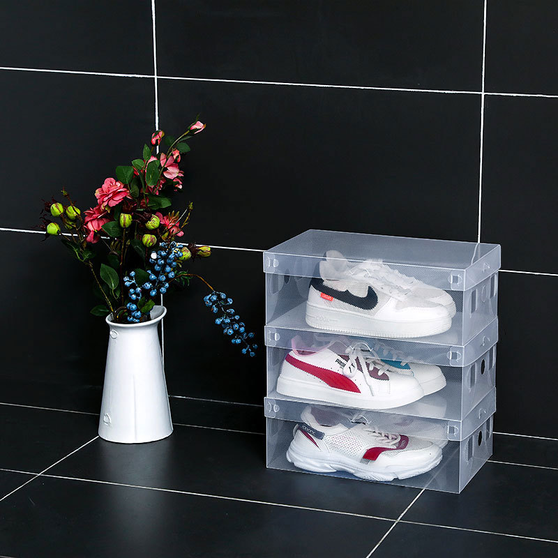 翻盖鞋盒防尘防潮收纳盒透明塑料鞋盒省空间收纳整理鞋盒批发