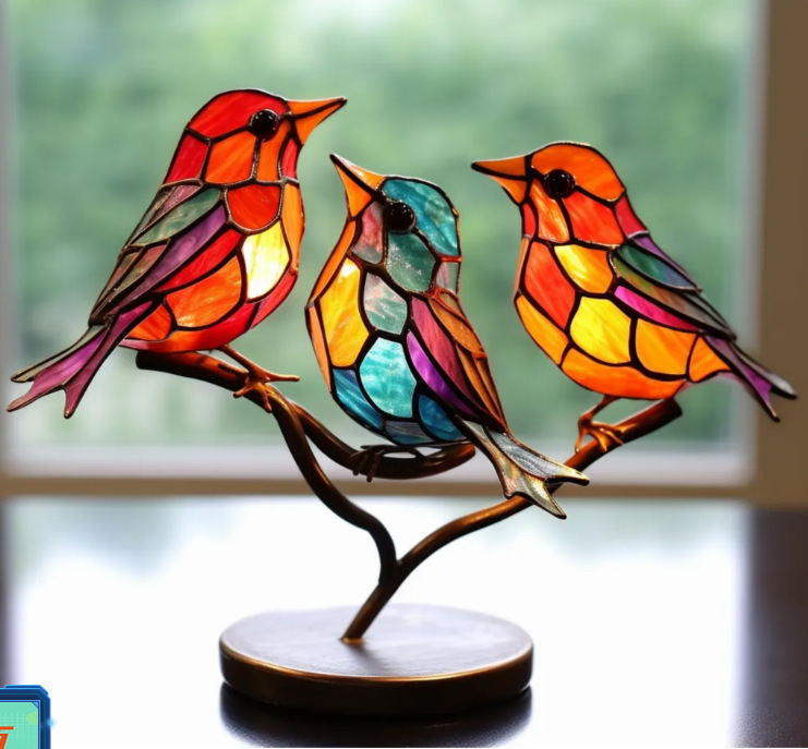 [Spot supply] 2023 new flowers bird ornaments home decoration metal creative color crafts