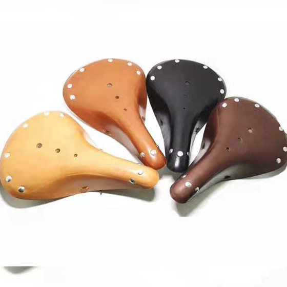 Leather Cushion Bicycle Saddle Cowhide Car Seat Mountain Bike Saddle Bicycle Accessories Riding Wear