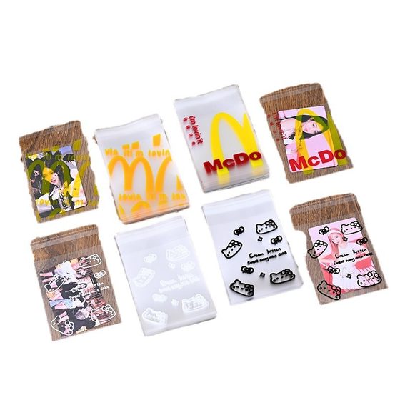 Ins Style Cartoon Star Kitten Line Dog OPP Printed Self-adhesive Bag Small Card Self-sealing Bag Polonoid Bags