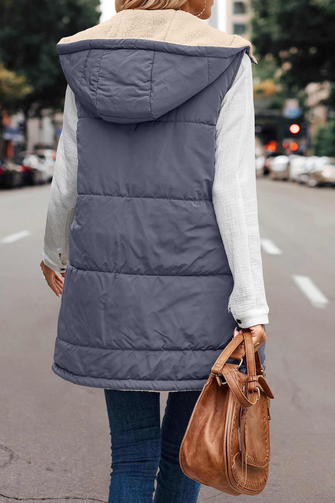 In stock 2023 new European and American solid color hooded cotton-padded vest double-sided warm cardigan windproof coat_voghion.com
