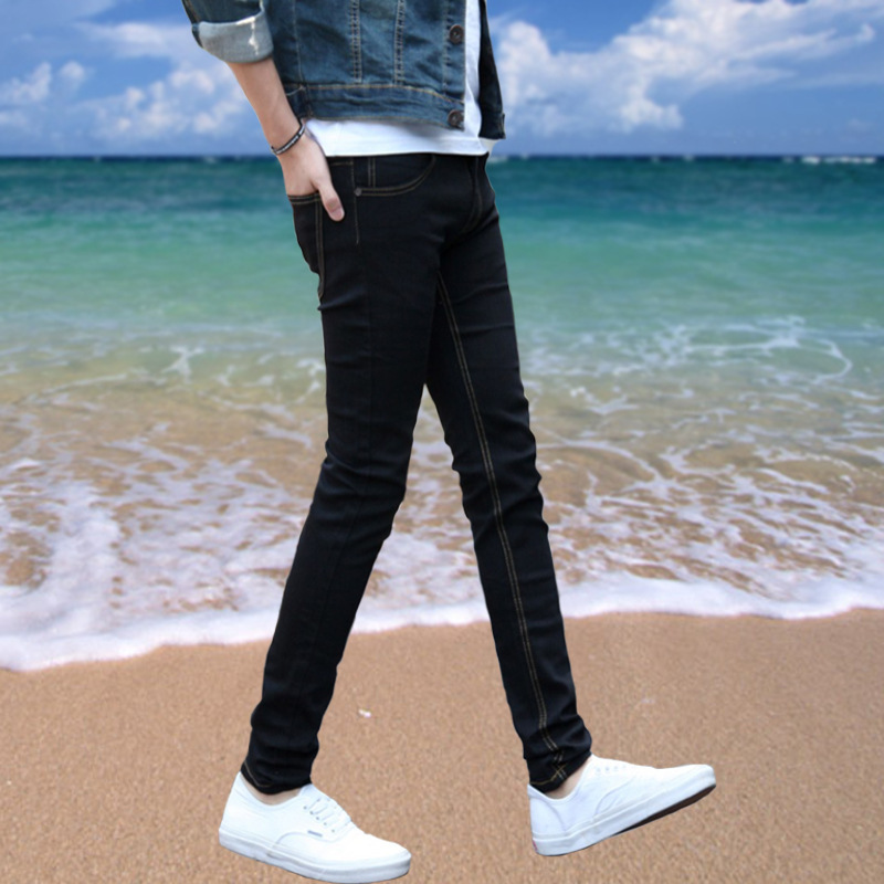 Korean version of summer thin men's jeans loose feet youth leisure trend stretch casual long pants wholesale