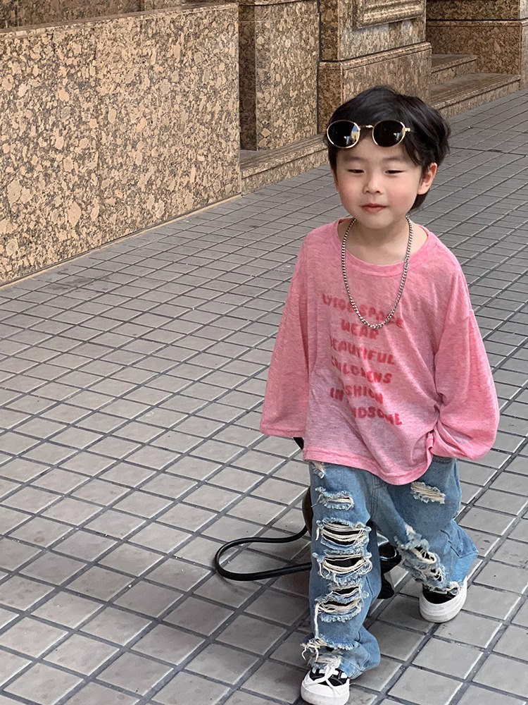 Children's spring and autumn clothing boys' ripped jeans trendy cool handsome pants trousers autumn thin 2023 New