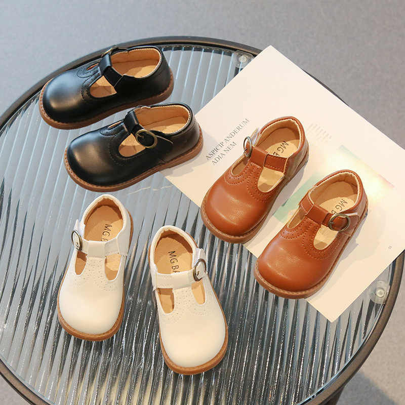Black Men's and Women's Leather Shoes 2023 Spring New British Style Small Leather Shoes Children's Princess Shoes College Style Small Single Shoes