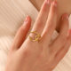 European and American popular stainless steel love opening ring female personality hip hop line cross heart titanium steel ring wholesale