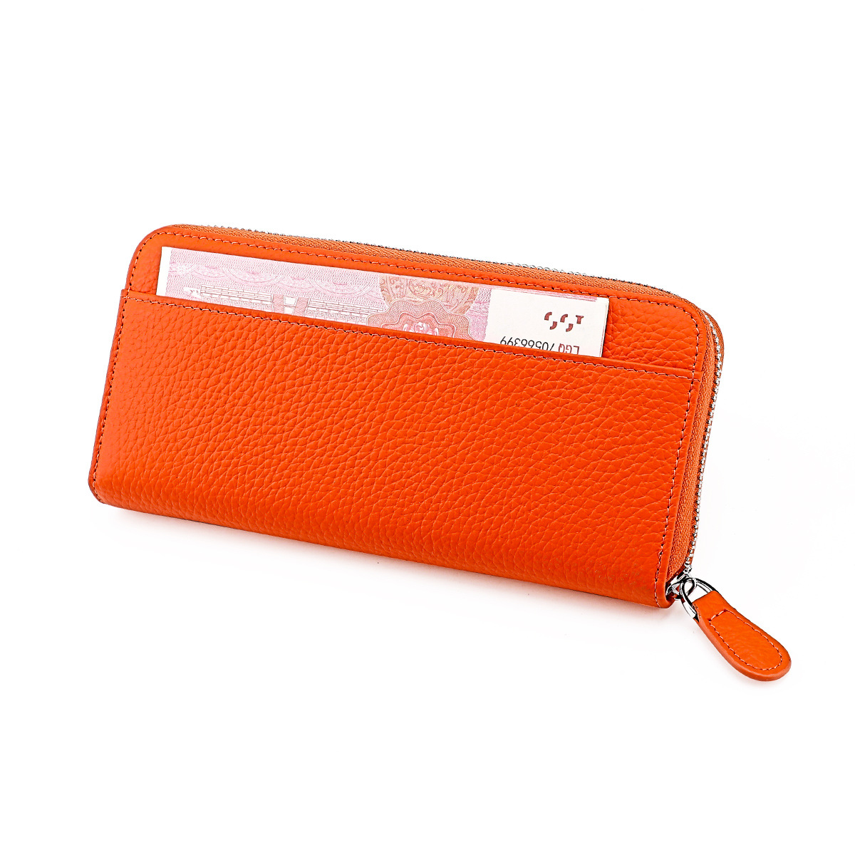 Anti-theft Brush Genuine Leather Women's Wallet Long Japanese Organ Card Bag Japanese RFID Clutch Bag Zipper Coin Purse