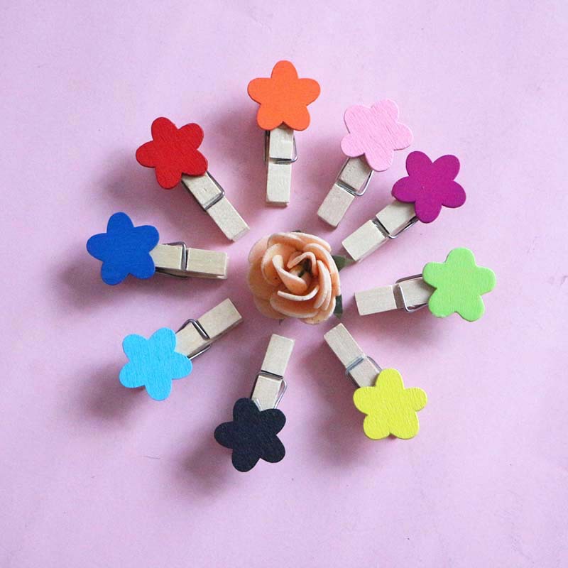 Cute Wooden Petal Flower Clip Storage Clip Couple Student Desktop Dormitory Photo Wall Decorative Notes Clip