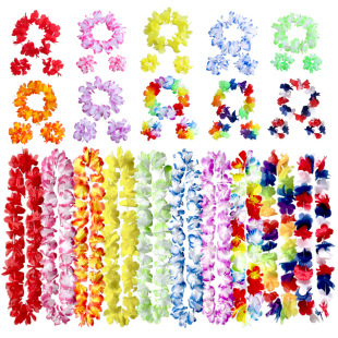 40PCs Classic Garland Combination Set Seaside Vacation Decoration Color Petal Necklace Holiday Party Accessories