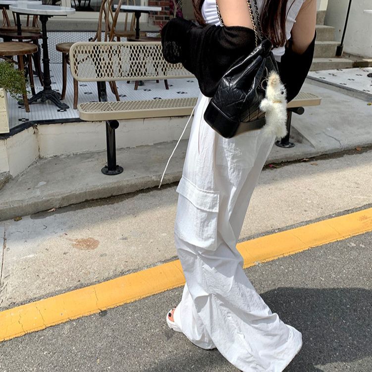 South Korea Dongdaemun 2023 Summer New Fashion Side Pocket Slimming Daily Casual Pants Drawstring Workwear Pants for Women