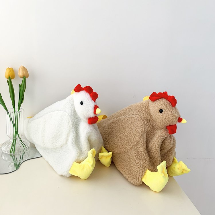 Fashion cute chicken bag fashionable plush animal fur bag female student soft girl shoulder bag Cartoon Doll messenger bag