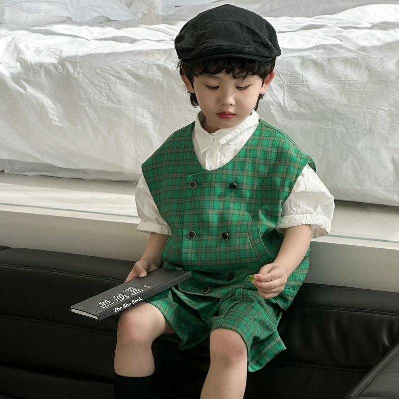 June 1 Dress Vest Set Boys 2023 Spring and Summer New Performance Clothes Children's Vest Set Korean Children's Wear