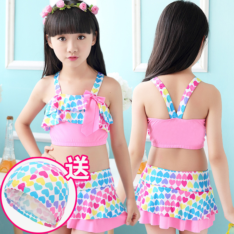 Children's swimsuit girls' Korean-style one-piece dress baby cute split bikini swimsuit girls' swimming suit