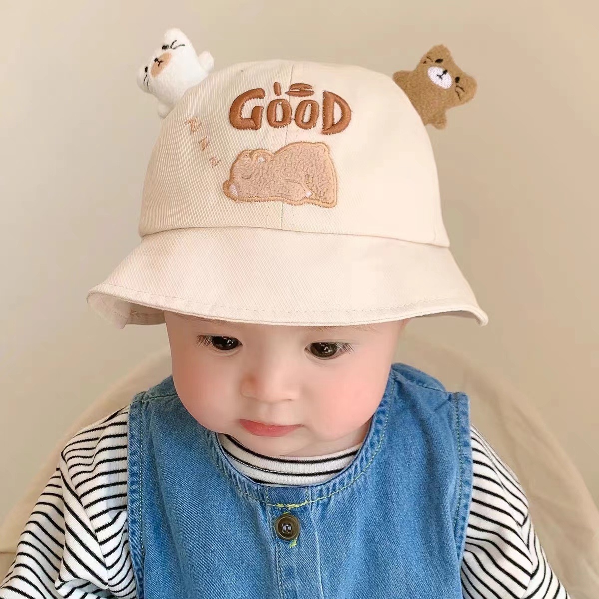 Baby Hat Spring and Autumn Thin Baby Cute Super Cute Basin Hat All-match Sunshade Sunscreen Fisherman Hat for Boys and Girls