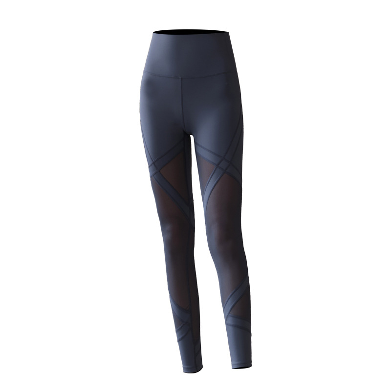 Fitness girl's sexy mesh yoga pants high waist hip lifting tight slimming Spring and Autumn new outdoor sports pants fashion