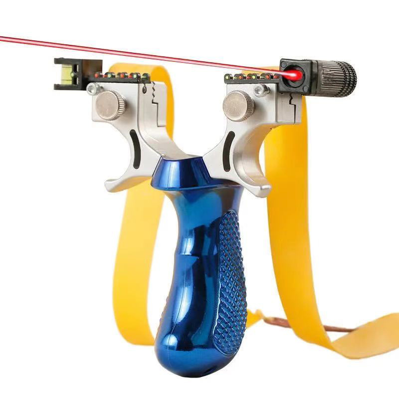 Laser flat leather 98K slingshot outdoor steel ball shooting fish non-stainless steel infrared fast pressure elastic frame with rubber band
