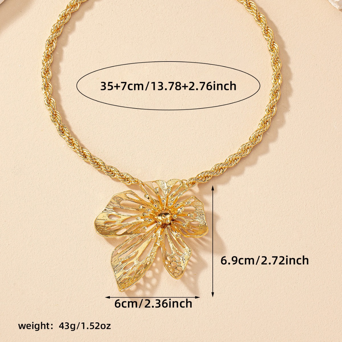 European and American cross-border new design fashion flower exaggerated pendant hot necklace