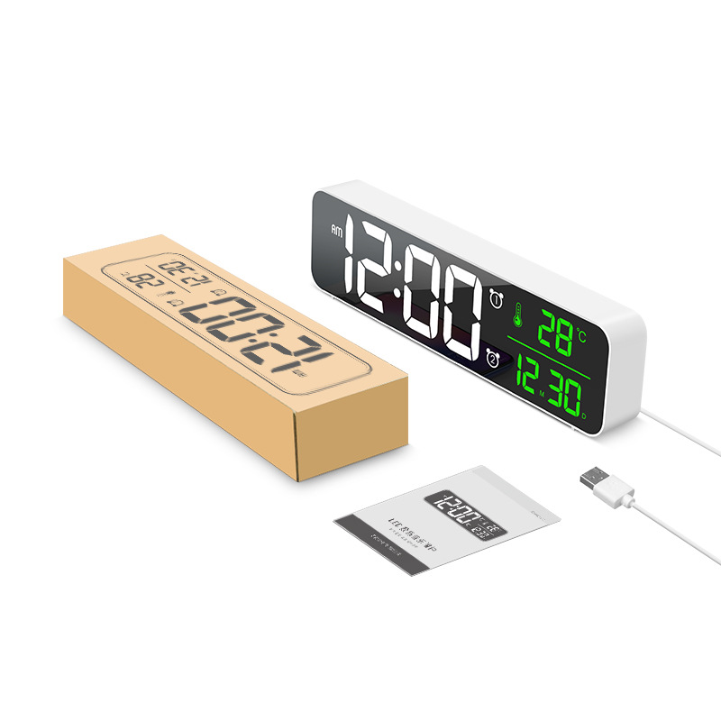 Factory direct LED alarm clock creative calendar large digital display electronic clock luminous mute elderly plug-in