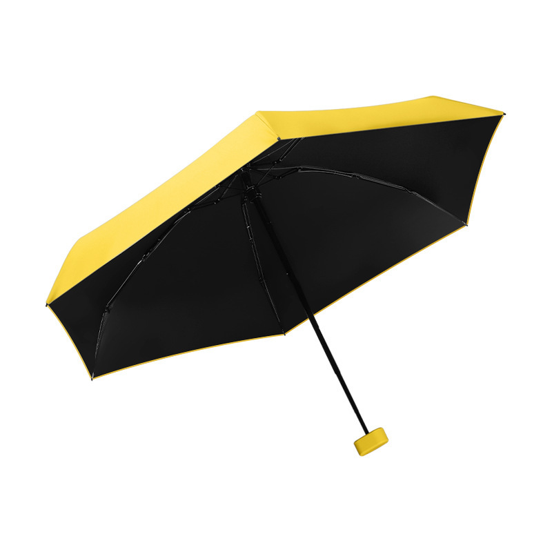Six-fold Flat Capsule Sun Umbrella Women's Black Rubber Sunscreen UV Protection Sunshade Umbrella Sunny and Rainy Dual-purpose Mini Ultra-light Umbrella